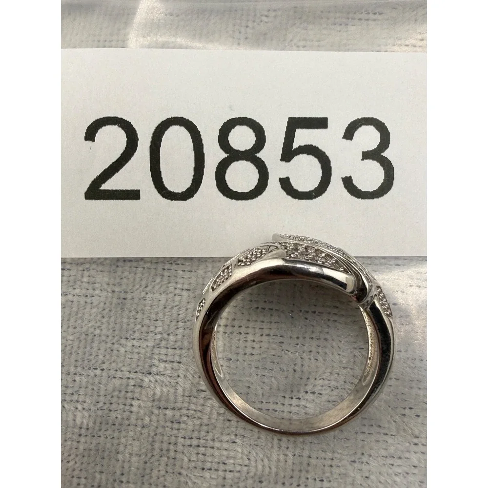 Vintage Silver Tone Ring Rhinestone Cocktail Chunky Size 8